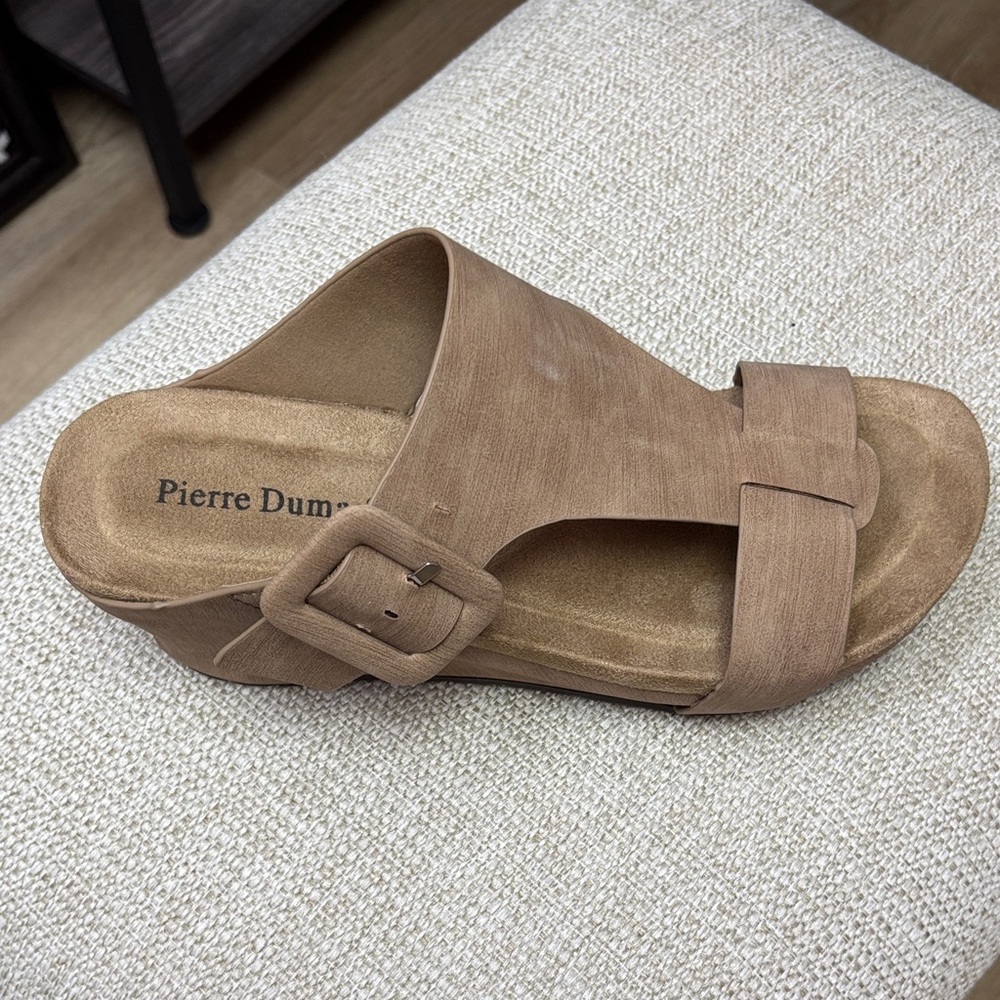 Pierre Dumas Tan Slide Sandals with Strap